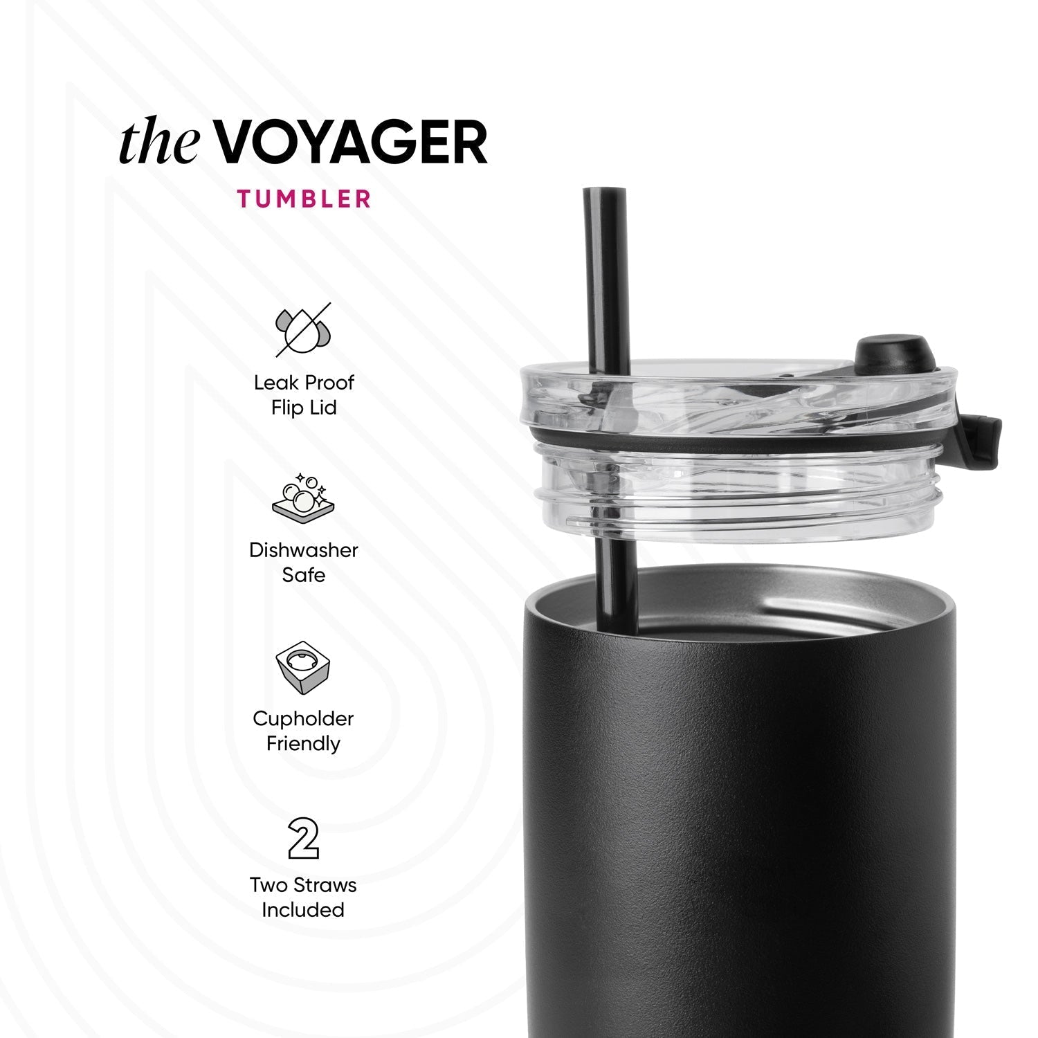 Collegiate Voyager Tumbler with Clear Flip Lid & Straw L8
